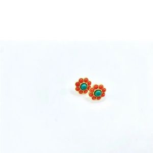 Red Agate Flower Earrings